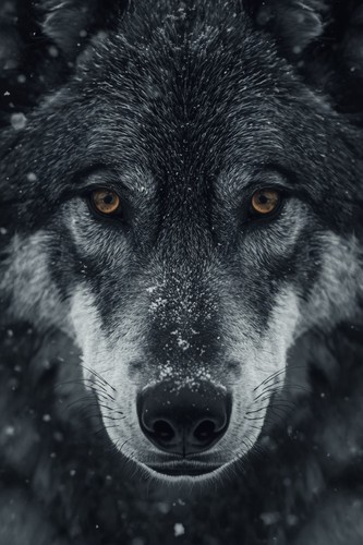 Poster lupo bianco nero - bianco, e
