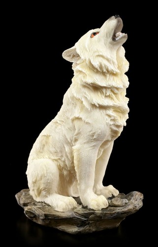 Statua lupo ululante bianco - ,